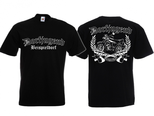 Frauen T-Shirt - Dorfjugend - Wunschtext - Motorrad