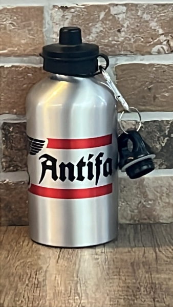 Trinkflasche - Anti Antifa - silber - 80 mm - Aluminium - 600 ml