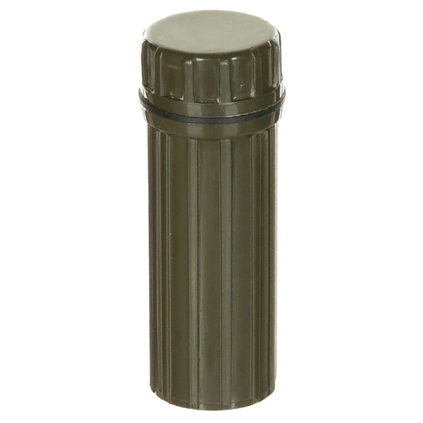 Wasserdichte Box für u.a. Streichhölzer - rund - oliv