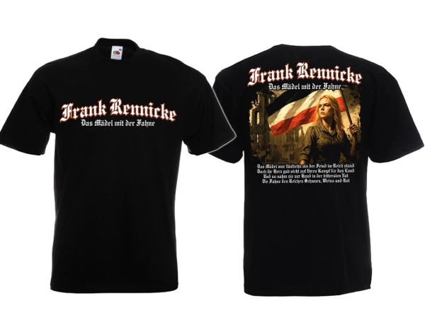 T-Hemd - Frank Rennicke - Das Mädel mit der Fahne - schwarz - Kaiserreich