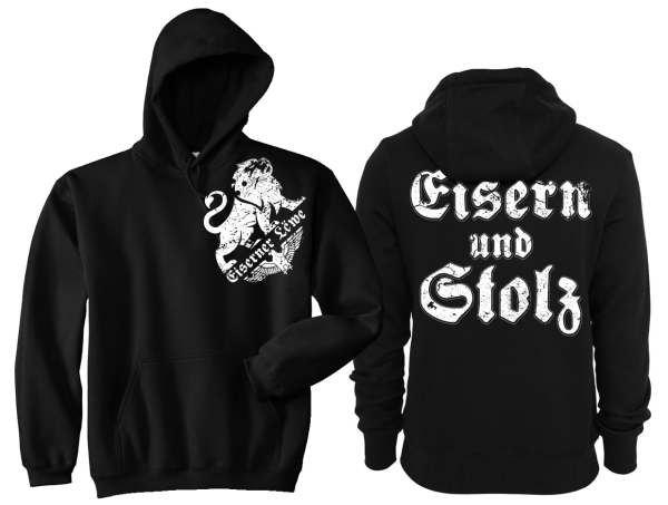 Kapuzenpullover - Eiserner Löwe - Eisern und Stolz - schwarz