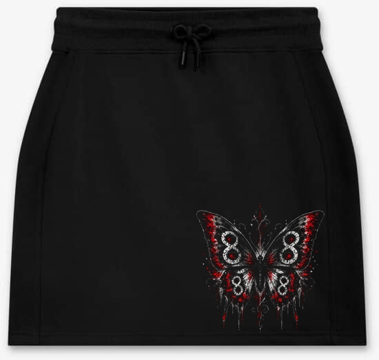 Frauen - Rock - kurz - Schmetterling - schwarz