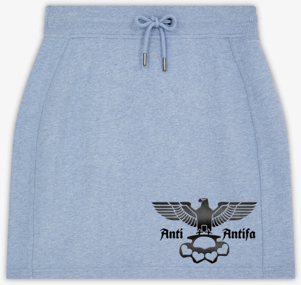 Frauen - Rock - kurz - Anti Antifa - Adler mit Schlagring - blue heather