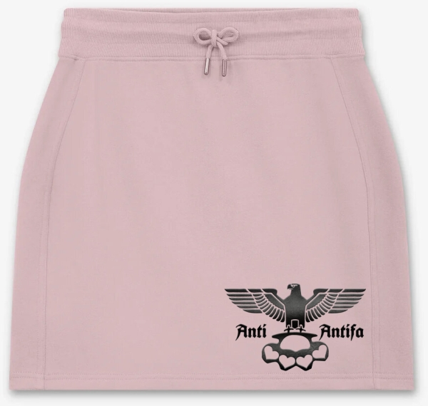 Frauen - Rock - kurz - Anti Antifa - Adler mit Schlagring - sueded miami pink