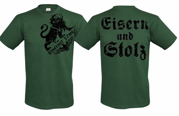 T-Hemd - Eiserner Löwe - Eisern und Stolz - flaschengrün/schwarz