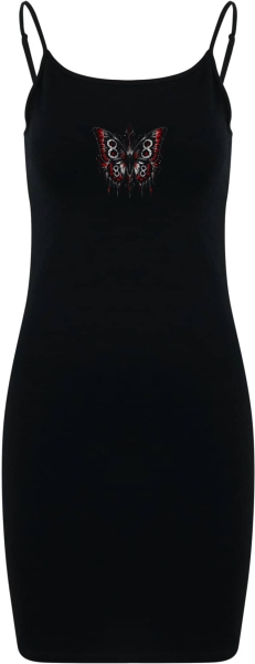 Kleid - Stretch Jersey Slim Dress - Schmetterling - schwarz