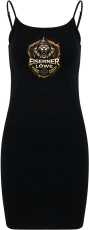 Kleid - Stretch Jersey Slim Dress - Eiserner Löwe - großer Frontdruck - schwarz