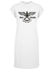 Kleid - Turtle Extended Shoulder Dress - Anti Antifa - Adler mit Schlagring - weiß