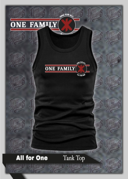 Muskelshirt/Tank Top - One Family - All For One - schwarz