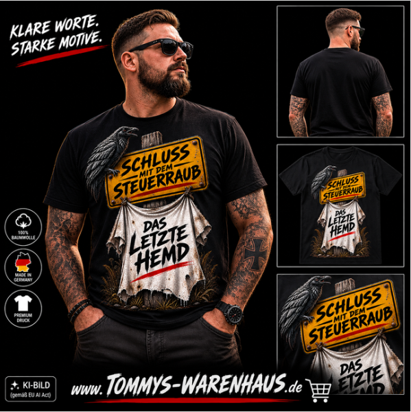 T-Hemd - Das letzte Hemd - Schluss mit dem Steuerraub - schwarz