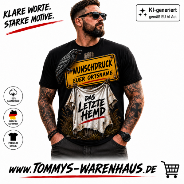 T-Hemd - Das letzte Hemd - Wunschdruck Ortsname - schwarz