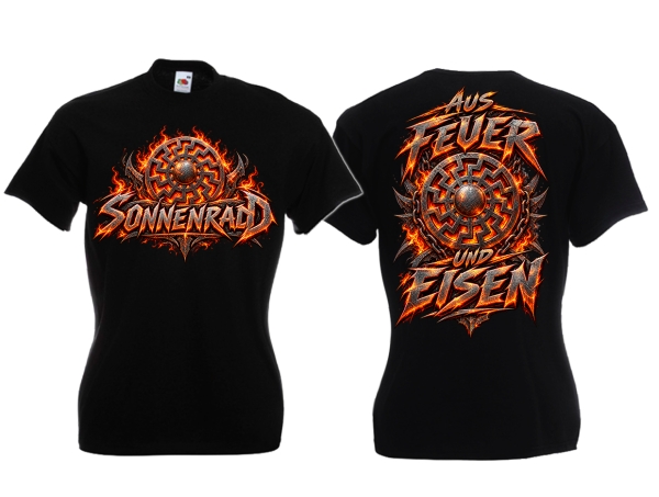 Frauen T-Shirt - Sonnenrad - Aus Feuer und Eisen - schwarz