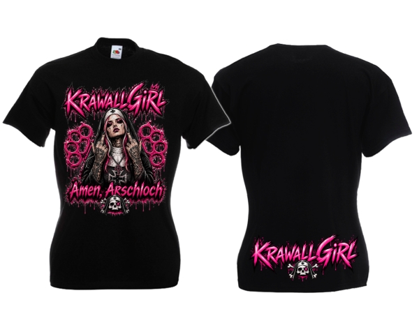 Frauen T-Shirt - Krawallgirl - Amen Arschloch - Motiv 1
