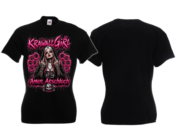Frauen T-Shirt - Krawallgirl - Amen Arschloch - Motiv 2