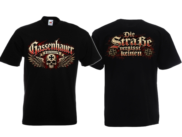 Frauen T-Shirt - Gassenhauer - Die Straße vergisst keinen - Motiv 1 - schwarz