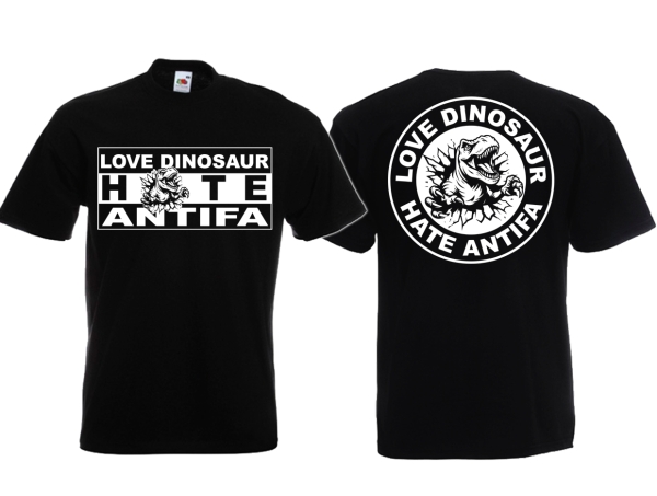 Frauen T-Shirt - Love Dinosaur - Hate Antifa - schwarz