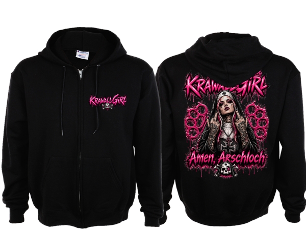 Frauen Kapuzenjacke - Krawallgirl - Amen Arschloch - Motiv 3