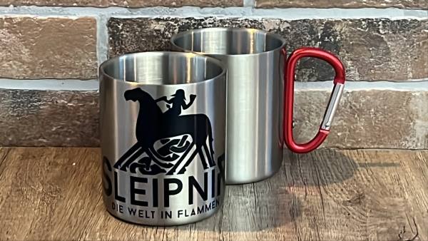 Edelstahltasse mit Karabinerhakengriff - Sleipnir - Die Welt in Flammen - Motiv 3