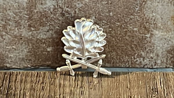 Pin - Eichenlaub mit Schwertern - silberne Optik