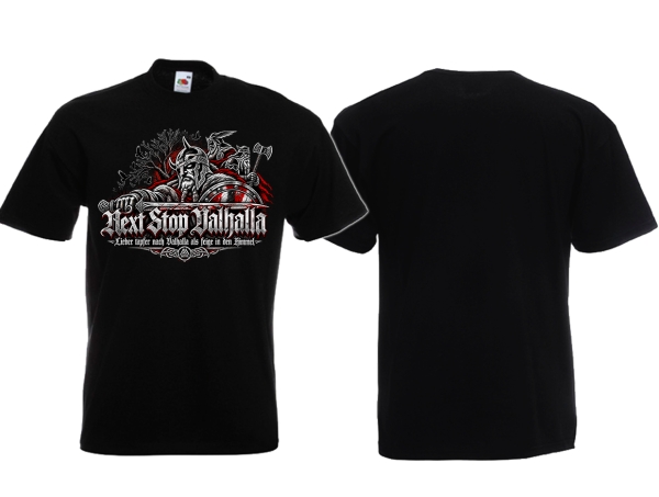 T-Hemd - Next Stop Valhalla - Motiv 2 - schwarz