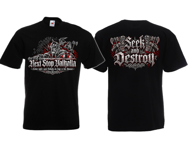 Frauen T-Shirt - Next Stop Valhalla - Motiv 1 - schwarz