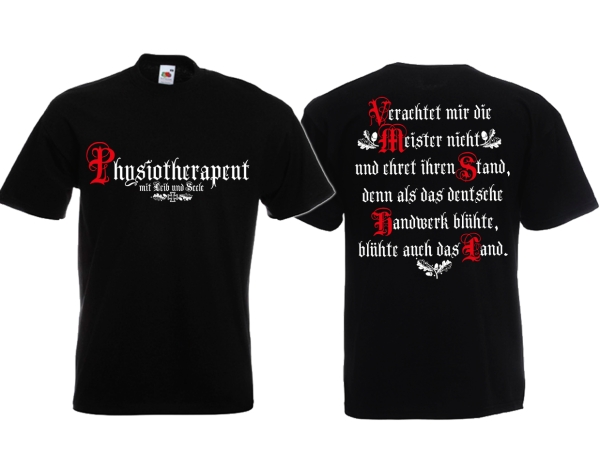 T-Hemd - Physiotherapeut - Mit Leib und Seele - schwarz