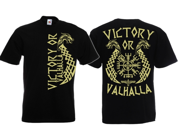 T-Hemd - Victory or Valhalla - schwarz/beige