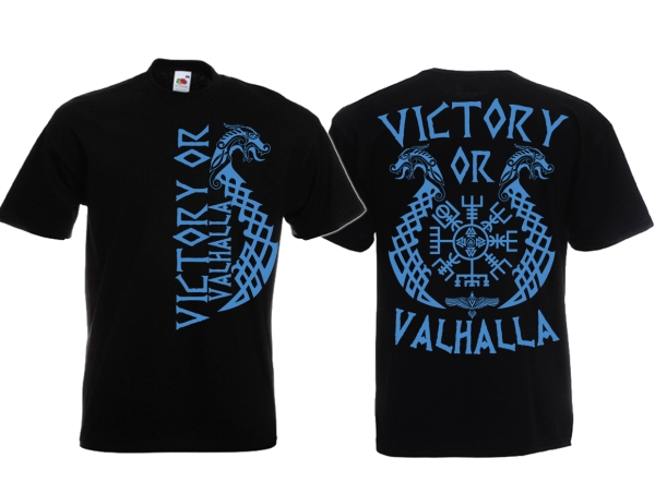 T-Hemd - Victory or Valhalla - schwarz/blau