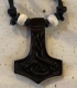Kettenanhänger aus Horn - Thor Hammer vom Wasserbüffel - Motiv 3 - schwarz