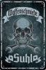 Blechschild - Totenkopf - Waffenschmiede Suhl ( 437 )
