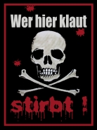 Holzschild - 20x30cm - Wer hier klaut stirbt!