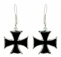 Ohrringe - Eisernes Kreuz - schwarz