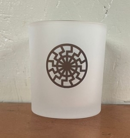 Teelicht / Trinkglas - Schwarze Sonne - klassisch