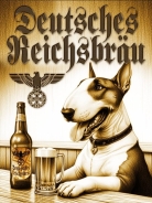 Holzschild - 30x40cm - Reichsbräu - Bullterrier