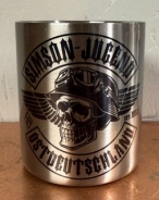 Edelstahltasse mit Karabinerhakengriff - Simson Jugend - Ostdeutschland