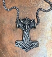 Halskette - Thors Hammer - mit Skullhead - groß - mit Kette +++EINZELSTÜCK+++