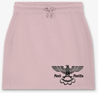 Frauen - Rock - kurz - Anti Antifa - Adler mit Schlagring - sueded miami pink