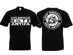 Frauen T-Shirt - Love Dinosaur - Hate Antifa - schwarz