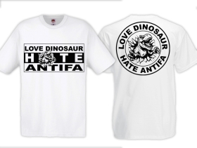 Frauen T-Shirt - Love Dinosaur - Hate Antifa - weiß