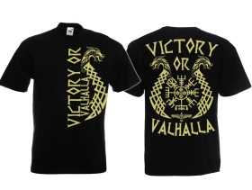 T-Hemd - Victory or Valhalla - schwarz/beige